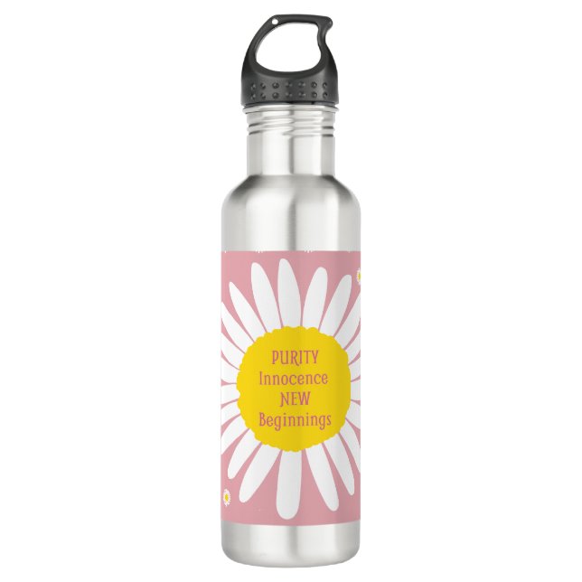 Daisy flower pattern - Purity, Innocence quote 710 Ml Water Bottle (Front)