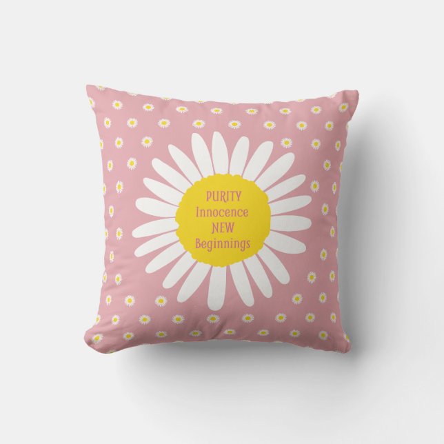 Daisy flower pattern - Purity, Innocence quote Cushion (Front)