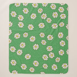 Daisy flower pattern sherpa blanket