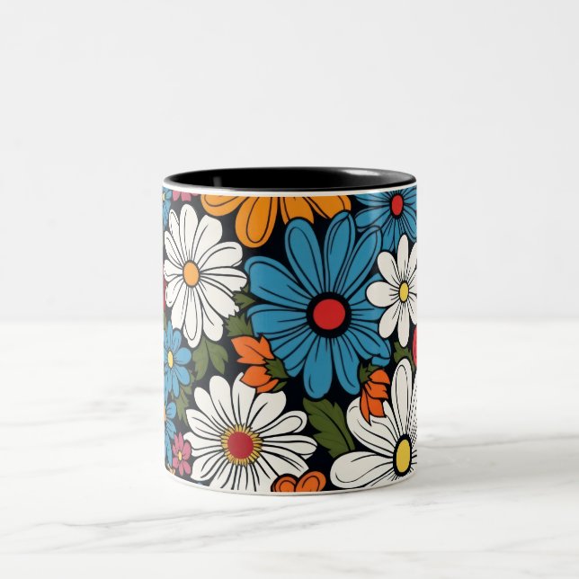   Daisy flower pattern   Two-Tone Coffee Mug (Center)