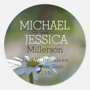 Daisy Flower Personalised address Classic Round Sticker