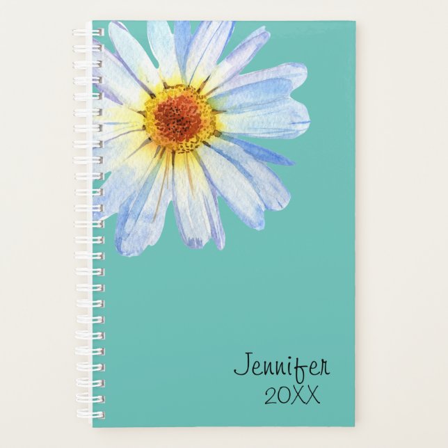 Daisy Flower Personalised Yellow Trendy Custom Planner (Front)