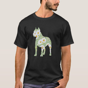 Daisy Flower Pitbull dog mum, Pit bull floral silh T-Shirt