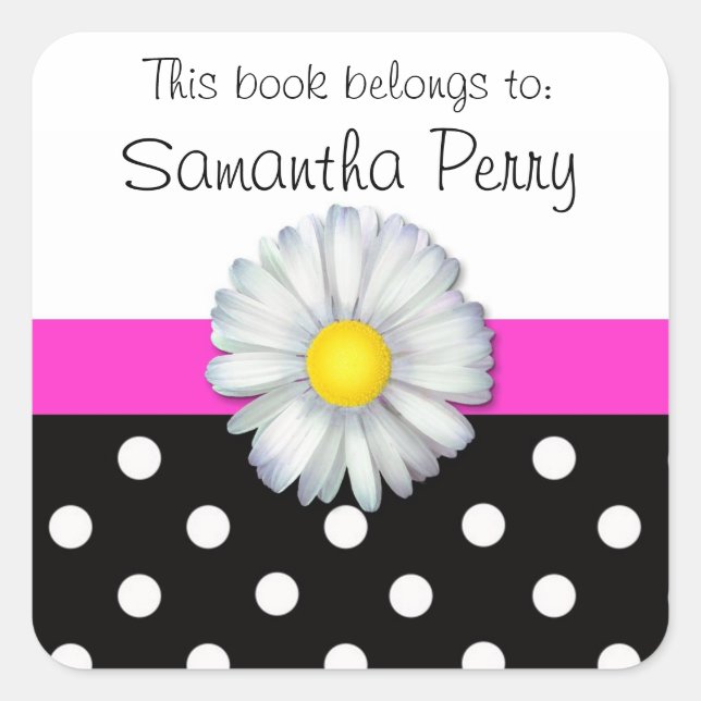 Daisy flower polka dot customisable stickers (Front)