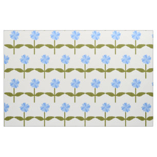 Daisy Flower Pretty Blue Floral Patterned Fabric