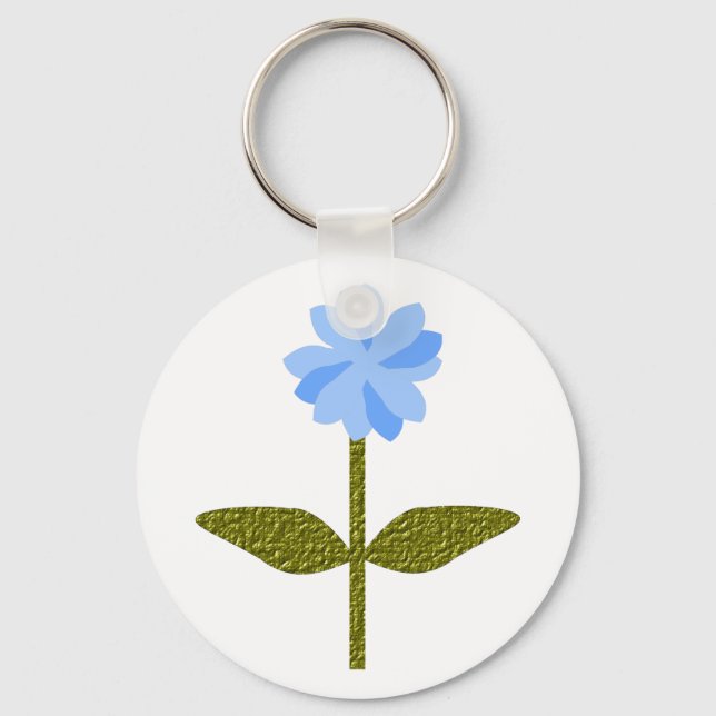 Daisy Flower Pretty Blue Keychain (Front)