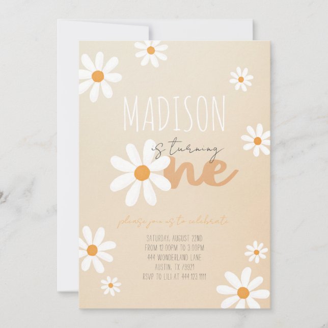 Daisy Flower Retro Birthday Party Invitation (Front)