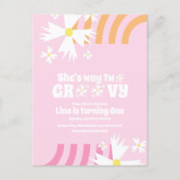 Daisy Flower Retro Way Two Groovy Birthday