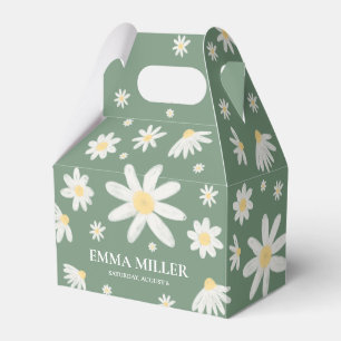 Daisy Flower Sage Green Favour Box