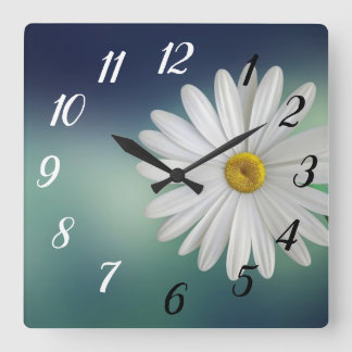 Daisy Flower Square Wall Clock