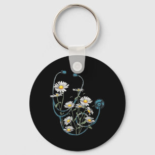 Daisy Flower Stethoscope Floral Nursing School Key Ring