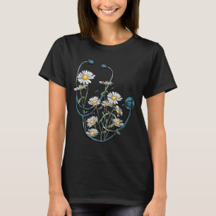 Daisy Flower Stethoscope Floral Nursing School T-Shirt