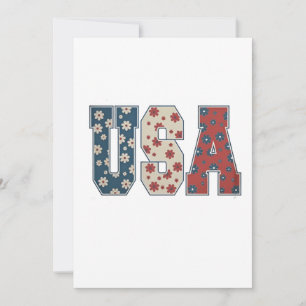 Daisy Flower USA Flag 4th of July Patriotic Invitation