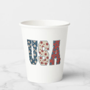 Daisy Flower USA Flag 4th of July Patriotic Paper Cups
