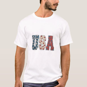 Daisy Flower USA Flag 4th of July Patriotic T-Shirt