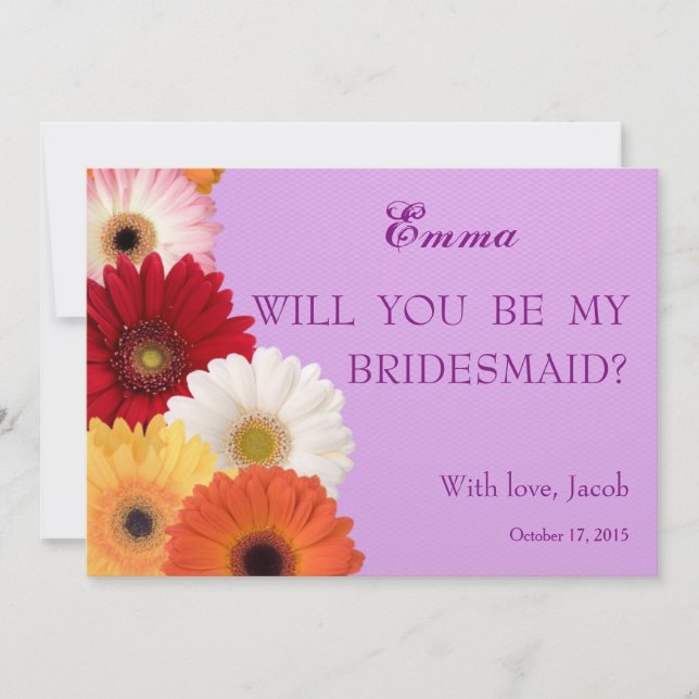 Daisy Flower Will You Be My Bridesmaid Invitation (Front)