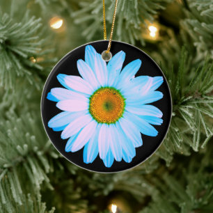 Daisy Flower with White Petals Ceramic Tree Decoration