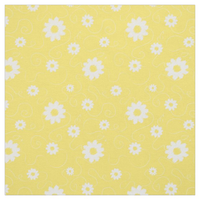 Daisy Flower Yellow White Summer Pattern Fabric (Swatch)