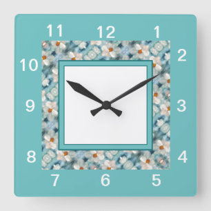 Daisy Flowered Square Wall Clock