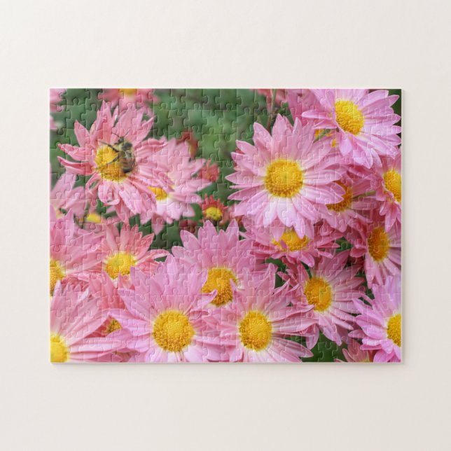 Daisy Flowers And Bumble Bee Frame Add Your Photo Jigsaw Puzzle (Horizontal)