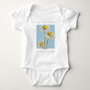 Daisy Flowers Beauty Slogan Baby Bodysuit