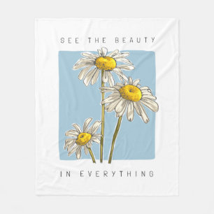 Daisy Flowers Beauty Slogan Fleece Blanket
