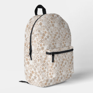 Daisy Flowers Beige Floral Aesthetic Ditsy Tan Printed Backpack