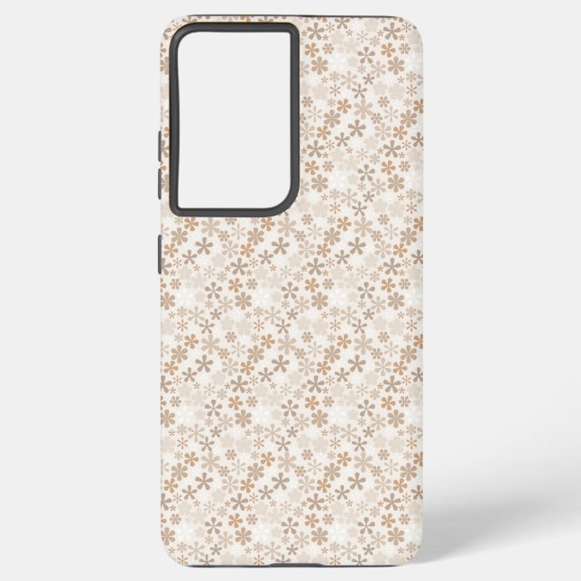Daisy Flowers Beige Floral Aesthetic Ditsy Tan Samsung Galaxy S21 Ultra Case (Back)