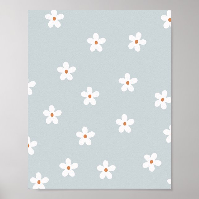 Daisy Flowers Blue Poster (Front)