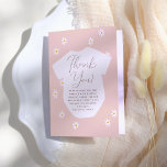 Daisy Flowers Boho Pink Floral Baby Shower Thank You Card<br><div class="desc">A thank-you card to match our Little Sibling Bodysuit Boho Baby Shower collection. This folded card features a blush pink background and a pattern of white flowers. "Thank you" is written an elegant script typography. Below, there is an editable thank-you message. Inside the card, there is a second thank-you text...</div>