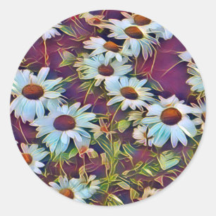 DAISY FLOWERS   CLASSIC ROUND STICKER