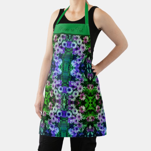 Daisy Flowers Colourful Abstract Personalised Apron (Insitu)