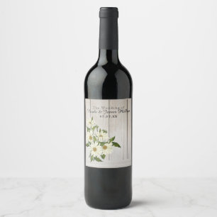 Daisy Flowers Country Floral & Rustic Wood Wine Wine Label