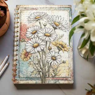 Daisy Flowers Cute Vintage Pattern  Notebook