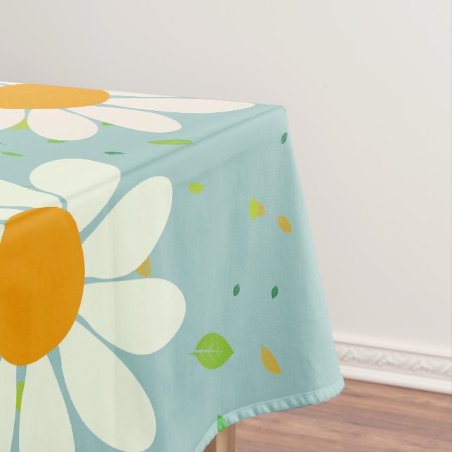 Daisy Flowers Floral Pattern Girly rainbow pastel Tablecloth (In Situ)