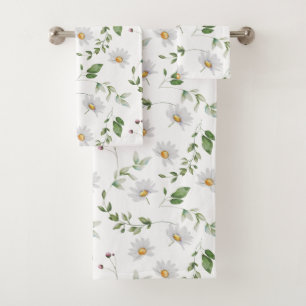 Daisy Flowers Gorgeous Floral Print Bath Towel Set