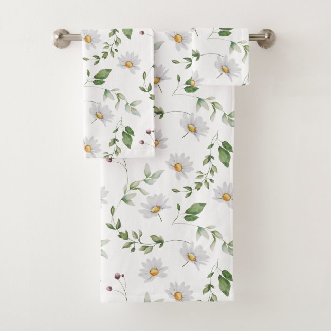 Daisy Flowers Gorgeous Floral Print Bath Towel Set (Insitu)