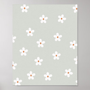 Daisy Flowers Green Poster