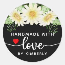 Daisy Flowers Handmade with Love Classic Round Sti