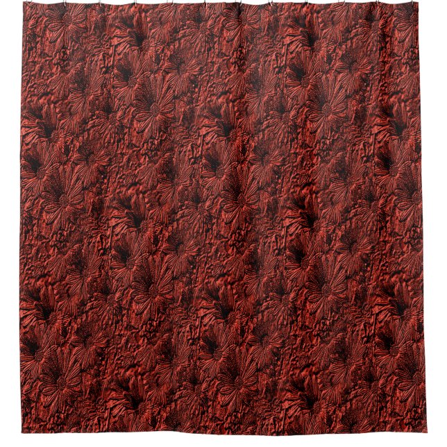 Daisy Flowers In Burgundy Pattern  Shower Curtain (Front)