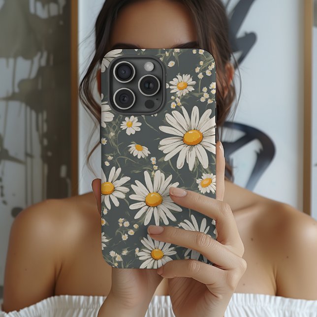 Daisy Flowers iPhone 14, 15 Tough Case, Botanical  Case-Mate iPhone Case (Daisy Flowers Phone Case for her, mom, grandma, girls Birthday or Graduation Gift)