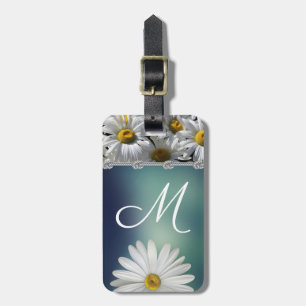 Daisy Flowers Knotted Rope Trim Monogram Luggage Tag