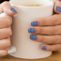 Daisy Flowers On Blue Minx Nail Art