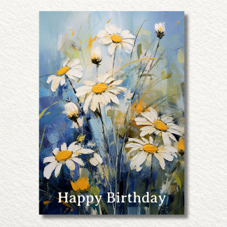 Daisy Flowers on Blue Wildflower Daises Birthday Card