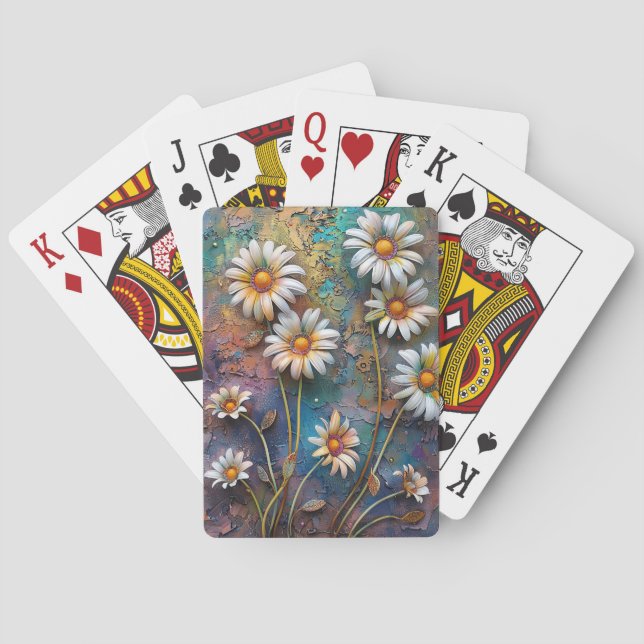 Daisy Flowers Pretty Wildflowers Floral Nature Art Playing Cards (Back)