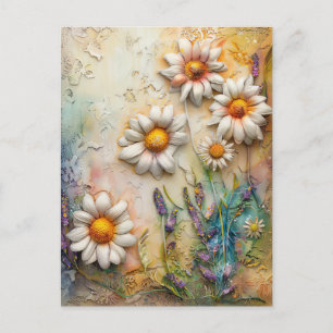 Daisy Flowers Pretty Wildflowers Floral Nature Art Postcard