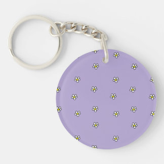 Daisy Flowers Purple Pattern Key Ring