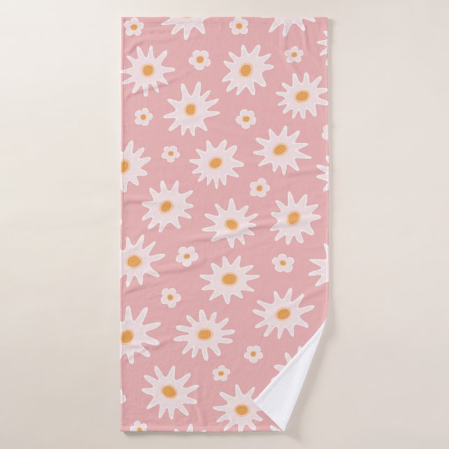 Daisy flowers seamless pattern. Floral backgrounda Bath Towel (Bath Towel)