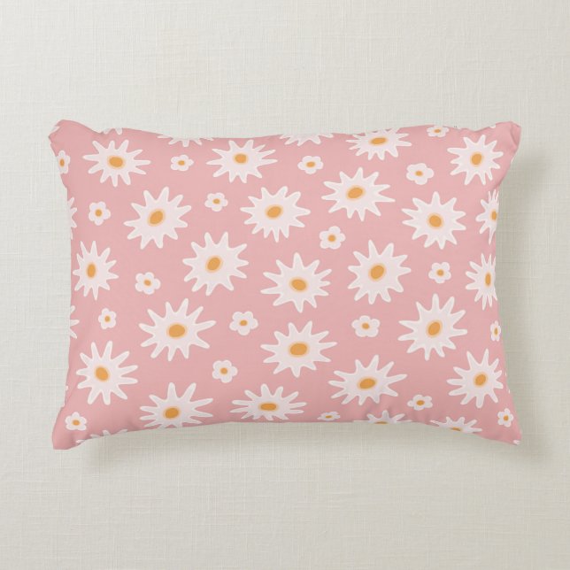Daisy flowers seamless pattern. Floral backgrounda Decorative Cushion (Front)