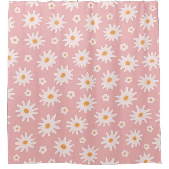 Daisy flowers seamless pattern. Floral backgrounda Shower Curtain (Front)